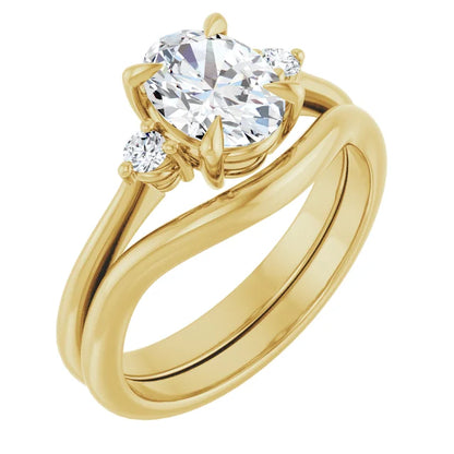 Oval Yellow Gold Accent Engagement Ring