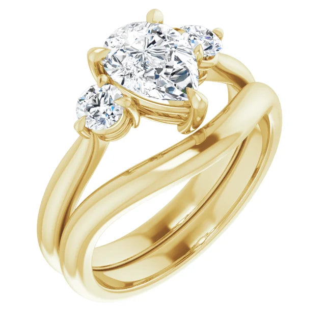 Pear Yellow Gold Accent Engagement Ring