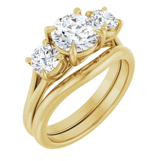 Round Brilliant Yellow Gold Accent Engagement Ring