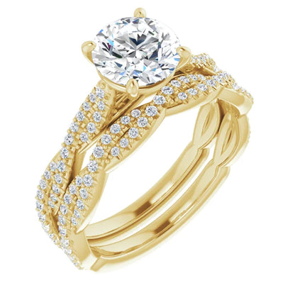 Round Brilliant Yellow Gold Twist Style Engagement Ring