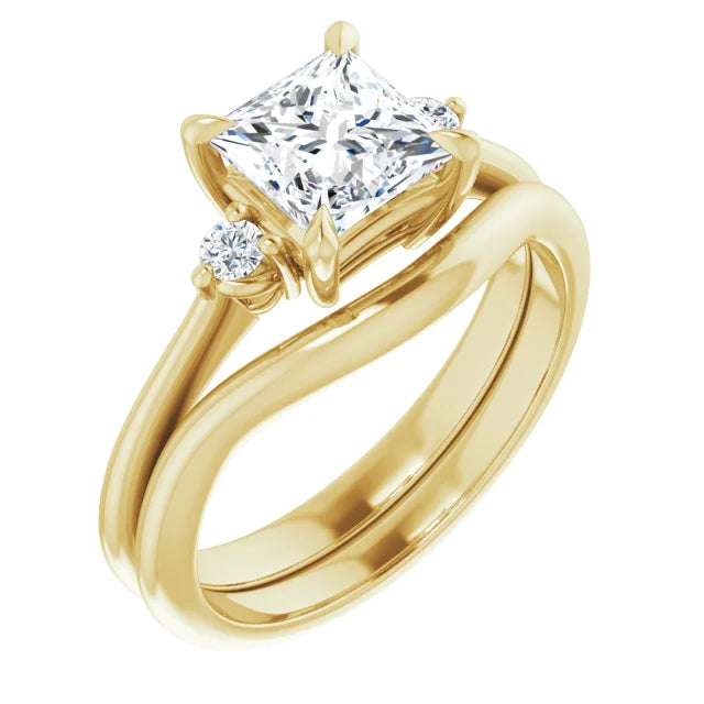 Princess Yellow Gold Accent Engagement Ring