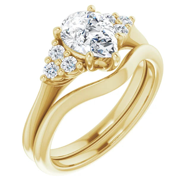 Pear Yellow Gold Antique Inspired Design Engagement Ring