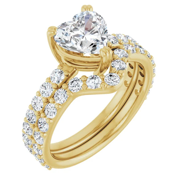 Heart Yellow Gold Claw Set Style Engagement Ring