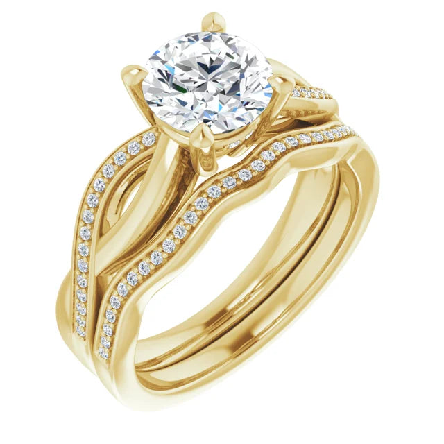 Round Brilliant Yellow Gold Claw Set Twist Style Engagement Ring 
