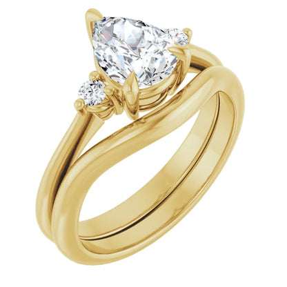 Oval Yellow Gold Accent Engagement Ring