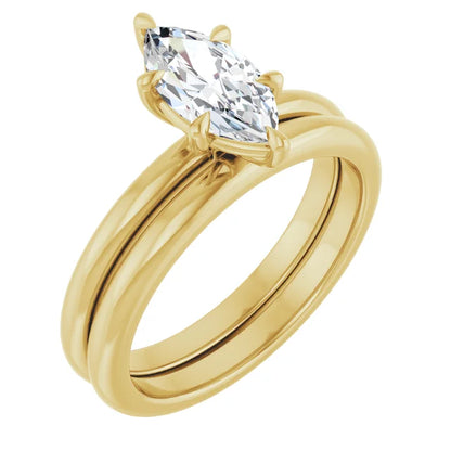 Marquise Yellow Gold Solitaire Engagement Ring