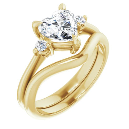 Heart Yellow Gold Accent Engagement Ring