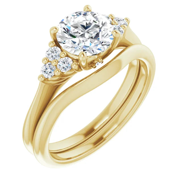 Round Brilliant Yellow Gold Antique Inspired Design Engagement Ring
