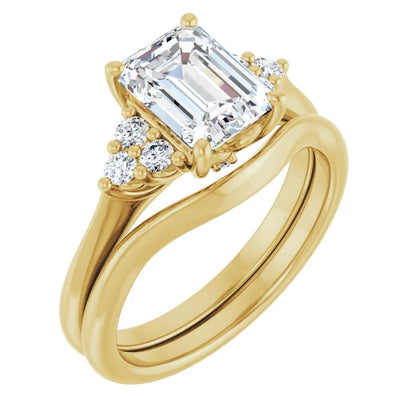 Emerald Yellow Gold Antique Inspired Design Engagement Ring