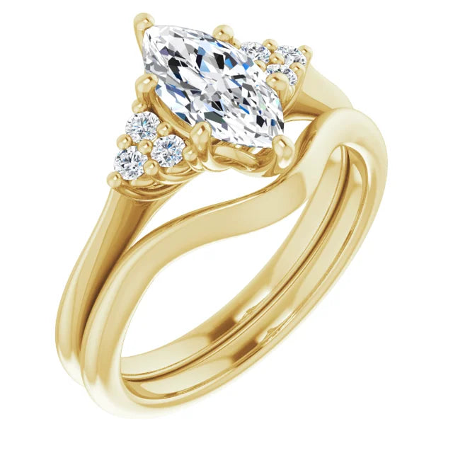 Marquise Yellow Gold Antique Inspired Design Engagement Ring