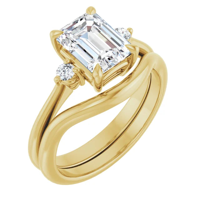 Emerald Yellow Gold Accent Engagement Ring