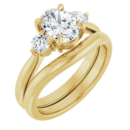 Oval Yellow Gold Accent Engagement Ring