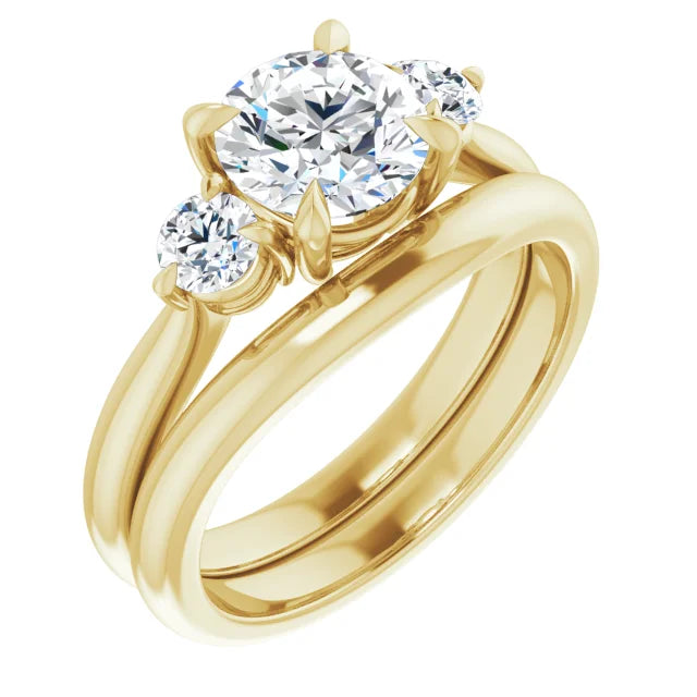 Round Brilliant Yellow Gold Accent Engagement Ring