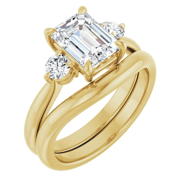 Emerald Yellow Gold Accent Engagement Ring