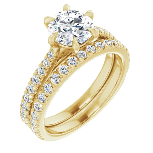 Round Brilliant Yellow Gold Claw Set Style Engagement Ring