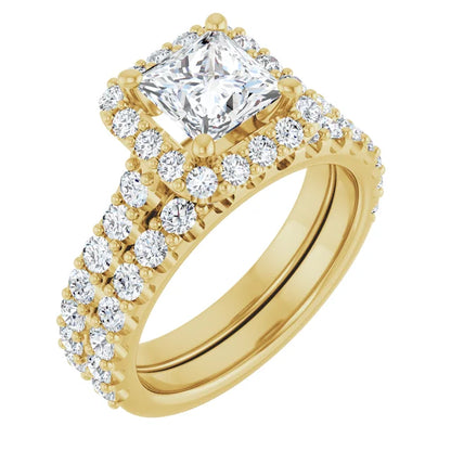 Princess Halo Yellow Gold Style Engagement Ring