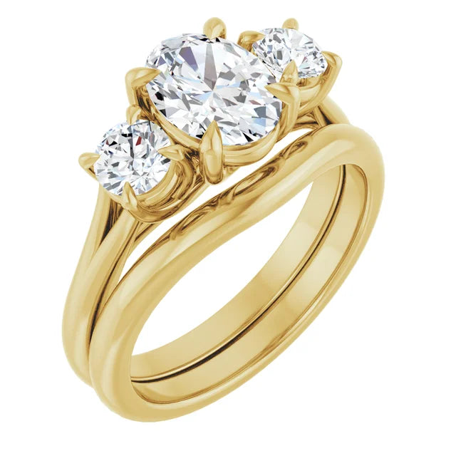 Oval Yellow Gold Accent Engagement Ring