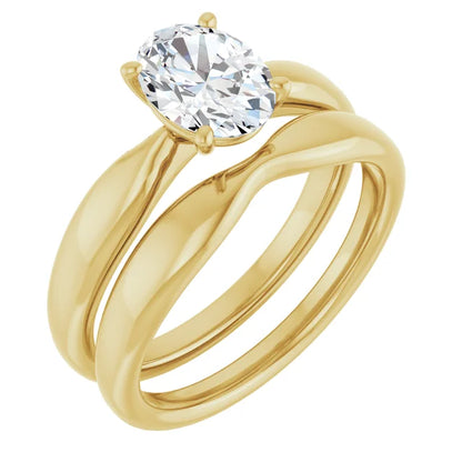 Oval Yellow Gold Knife Edge Solitaire Engagement Ring