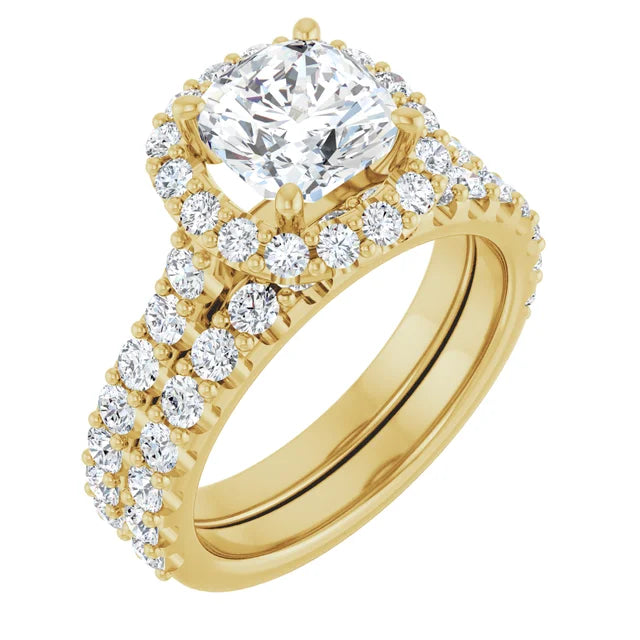 Cushion Halo Yellow Gold Style Engagement Ring