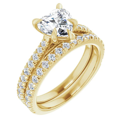 Heart Yellow Gold Claw Set Style Engagement Ring