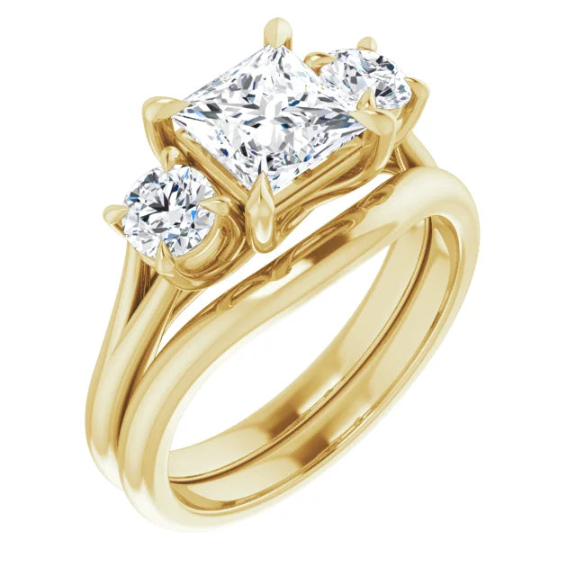 Princess Yellow Gold Accent Engagement Ring
