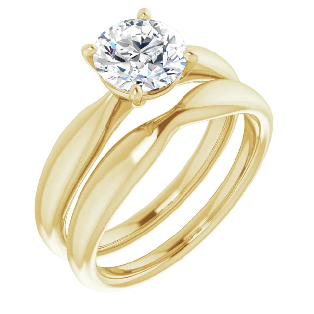 Round Brilliant Yellow Gold Knife Edge Solitaire Engagement Ring