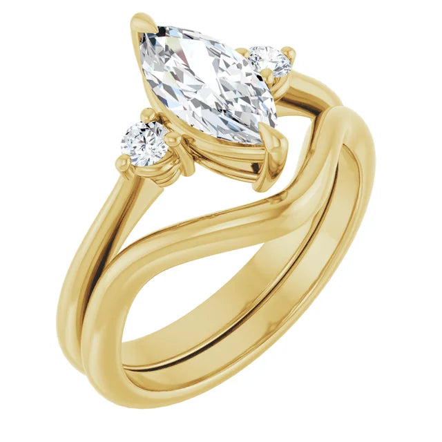 Marquise Yellow Gold Accent Engagement Ring