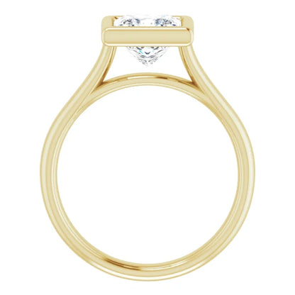 Solitaire Princess Cut Bezel Engagement Ring