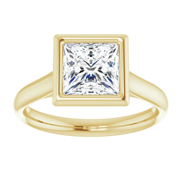 Solitaire Princess Cut Bezel Engagement Ring