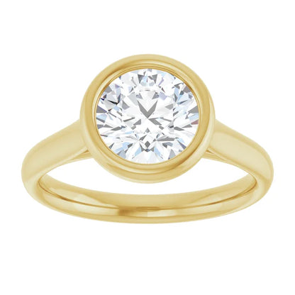 Solitaire Round Brilliant Cut Bezel Engagement Ring