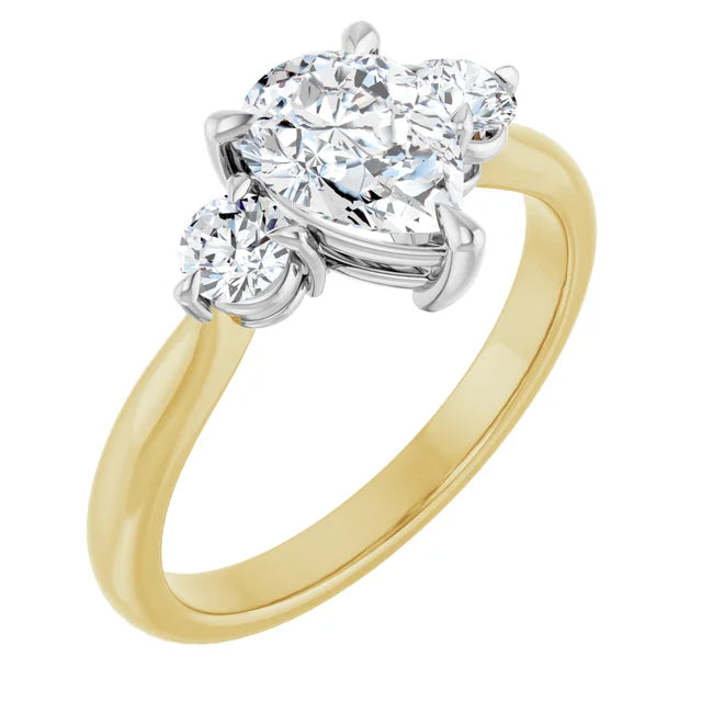 Pear White & Yellow Gold Accent Engagement Ring 