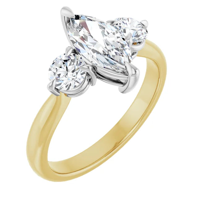 Marquise White & Yellow Gold Accent Engagement Ring