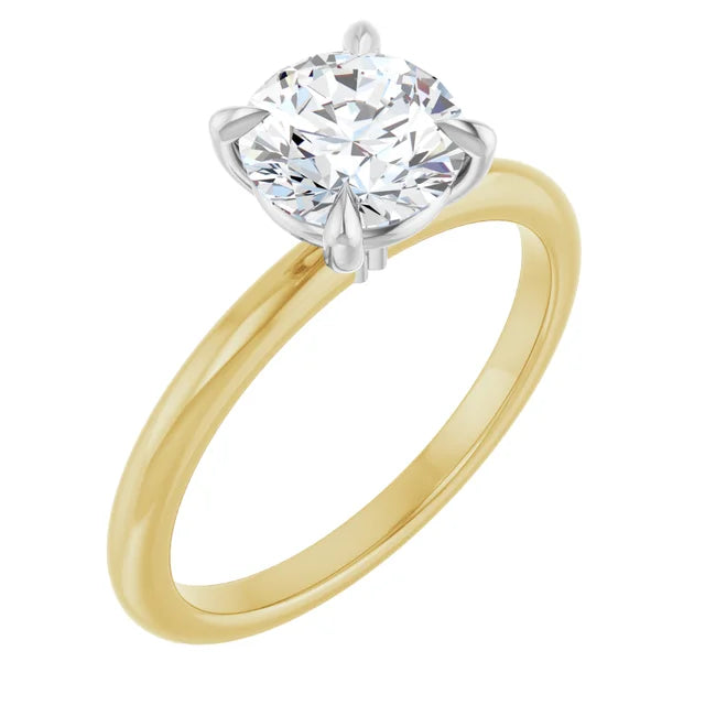 Round Brilliant White & Yellow Gold Solitaire Engagement Ring