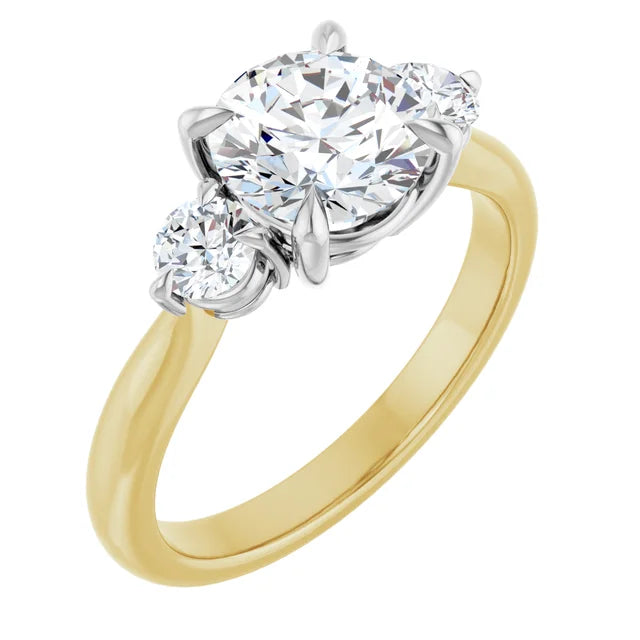 Round Brilliant White & Yellow Gold Accent Engagement Ring