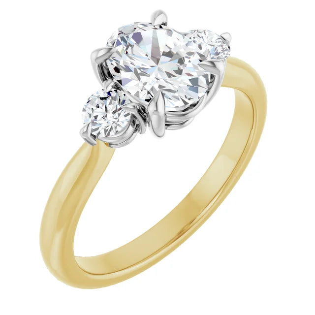 Oval White & Yellow Gold Accent Engagement Ring