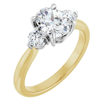 Oval White & Yellow Gold Accent Engagement Ring