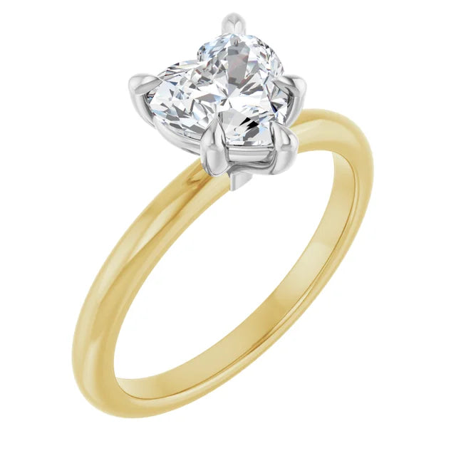 Heart White & Yellow Gold Solitaire Engagement Ring