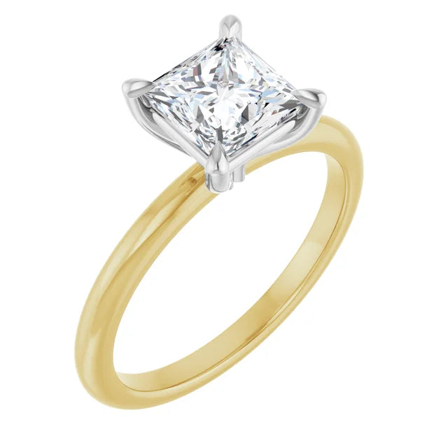 Princess White & Yellow Gold Solitaire Engagement Ring