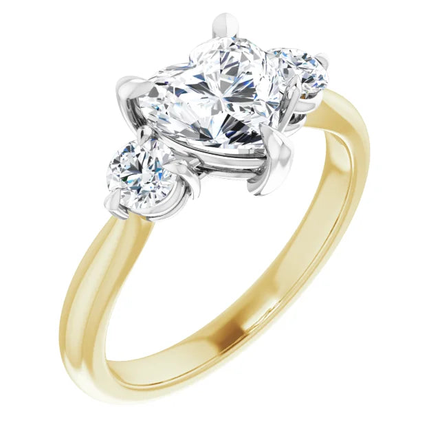 Heart White & Yellow Gold Accent Engagement Ring
