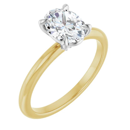 Oval White & Yellow Gold Solitaire Engagement Ring
