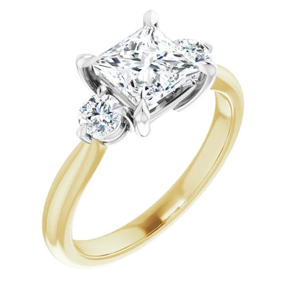 Princess White & Yellow Gold Accent Engagement Ring