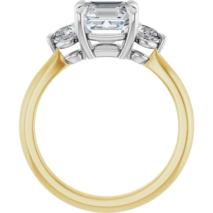 Asscher White & Yellow Gold Accent Engagement Ring