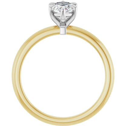 Marquise White & Yellow Gold Solitaire Engagement Ring