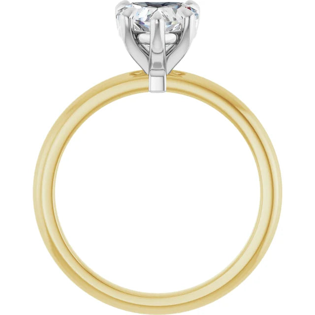 Heart White & Yellow Gold Solitaire Engagement Ring