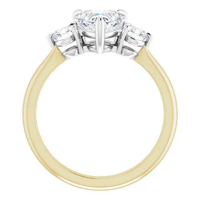 Heart White & Yellow Gold Accent Engagement Ring