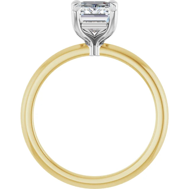 Emerald White & Yellow Gold Solitaire Engagement Ring