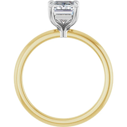 Emerald White & Yellow Gold Solitaire Engagement Ring