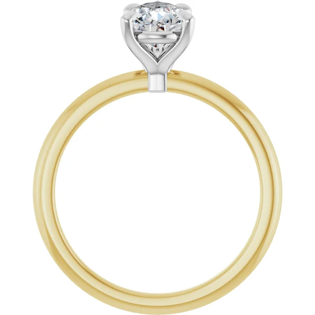Pear White & Yellow Gold Solitaire Engagement Ring