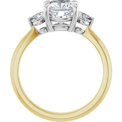Cushion White & Yellow Gold Accent Engagement Ring