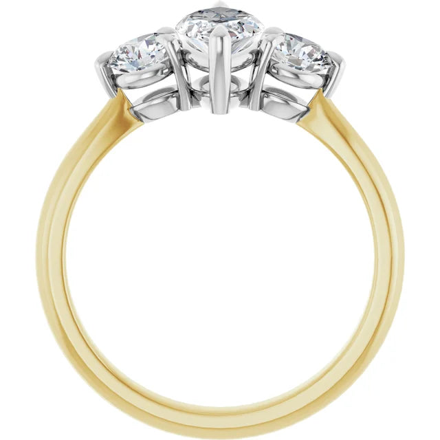 Marquise White & Yellow Gold Accent Engagement Ring